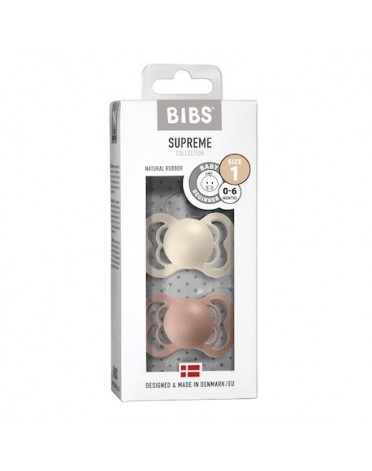 BIBS Supreme - 2 pack,  Size 1 (0-6m), Symmetrical - Latex,