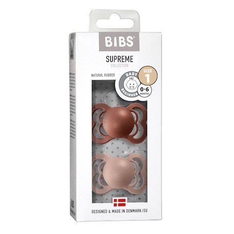 BIBS Supreme - 2 pack,  Size 1 (0-6m), Symmetrical - Latex,