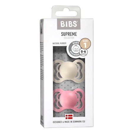BIBS Supreme - 2 pack,  Size 1 (0-6m), Symmetrical - Latex,