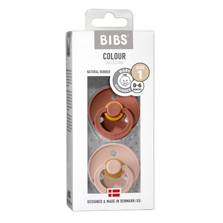 BIBS Colour - 2 pack,  Size 1 (0-6 m), Round - Latex