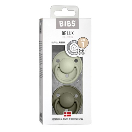 BIBS De Lux - 2 pack,  Size 1 (0-6m.), Round - Latex,