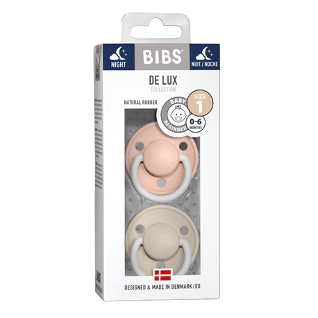 BIBS De Lux - 2 pack,  Size 1 (0-6m.), Round - Latex,