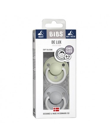 BIBS De Lux - 2 pack,  One size (0-36m.), Round - Silicone,
