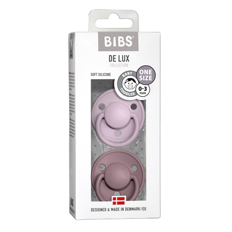 BIBS De Lux - 2 pack,  One size (0-36m.), Round - Silicone,