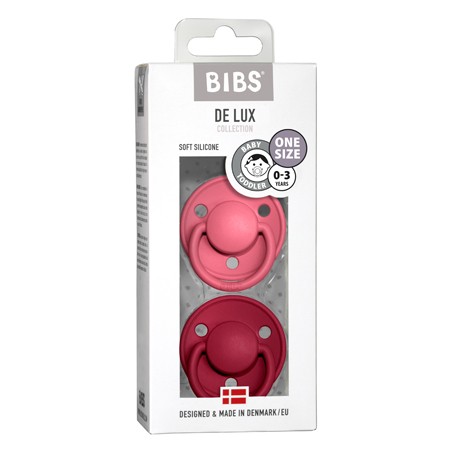 BIBS De Lux - 2 pack,  One size (0-36m.), Round - Silicone,