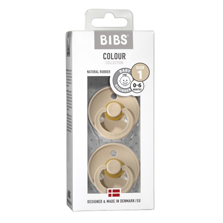 BIBS Colour - 2 pack,  Size 1 (0-6 m), Round - Latex