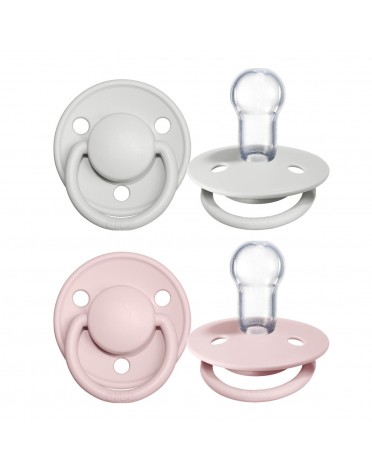 BIBS De Lux - 2 pack,  One size (0-36m.), Round - Silicone,