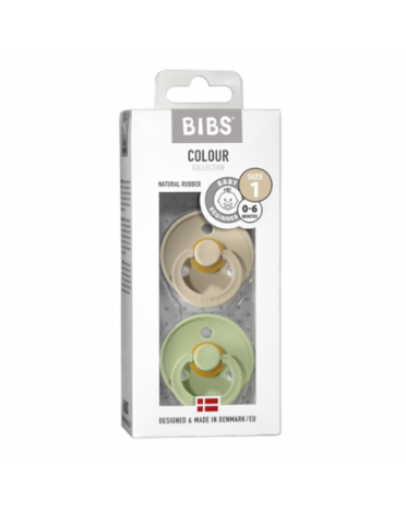 BIBS Colour - 2 pack,  Size 1 (0-6 m), Round - Latex