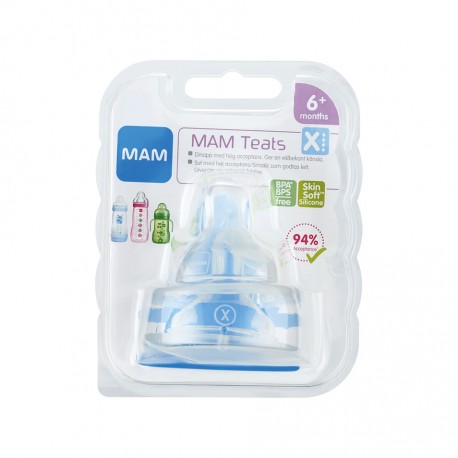 MAM,  Teats 2-pack, Size X (6m+), Transparent