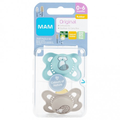 MAM Original 2 pack, Size 1 (0-6 months), Symmetric - Latex