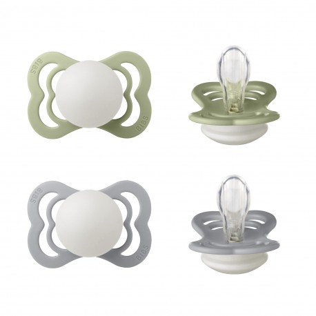 BIBS Supreme - 2 pack,  Size 1 (0-6m), Symmetrical - Silicone,