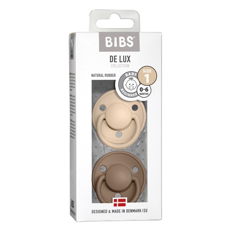BIBS De Lux Night - 2 pack,  Size 1 (0-6m.), Round - Latex,