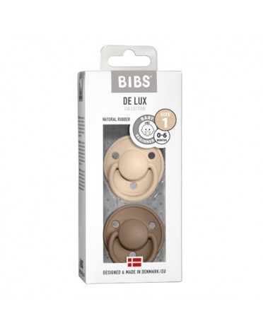 BIBS De Lux Night - 2 pack,  Size 1 (0-6m.), Round - Latex,