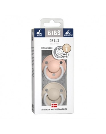 BIBS De Lux Night - 2 pack,  Size 1 (0-6m.), Round - Latex,