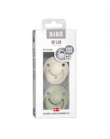 BIBS De Lux Night - 2 pack,  One size (0-36m.), Round - Silicone,