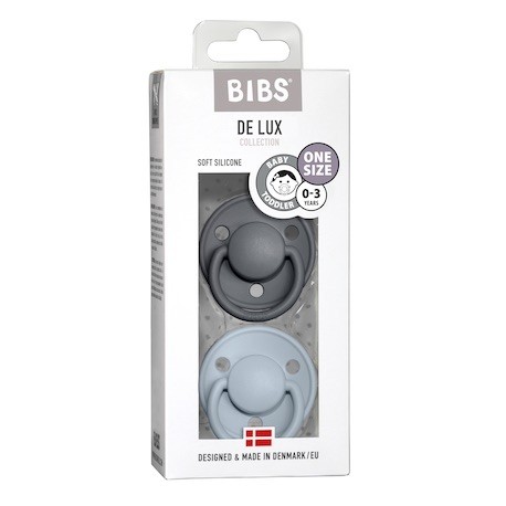 BIBS De Lux Night - 2 pack,  One size (0-36m.), Round - Silicone,