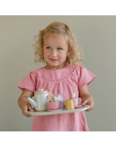 LITTLE DUTCH,  Wooden tea set,  12 pieces Various colours