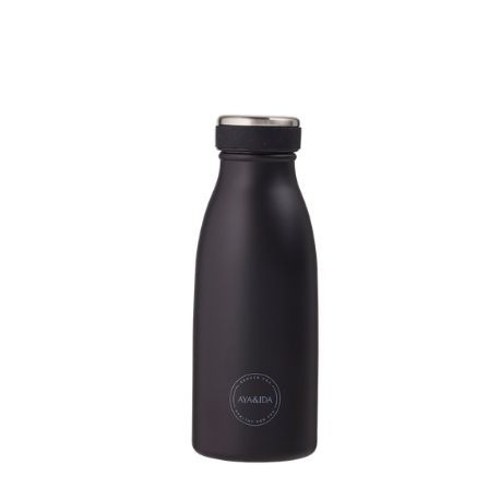 Aya&Ida,  Drinking Bottle, Water Bottle with lid, 350 ml, Matte Black