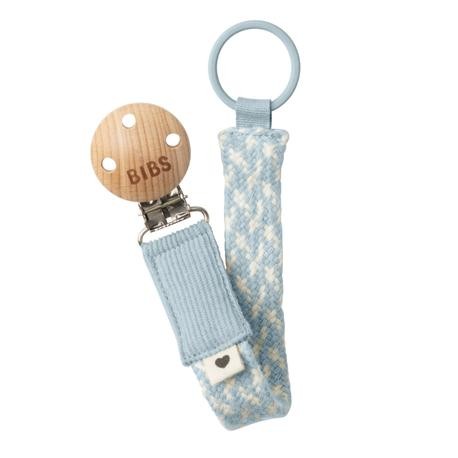 BIBS Paci Braid,  Dummy clip, Baby Blue / Ivory