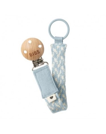 BIBS Paci Braid,  Dummy clip, Baby Blue / Ivory