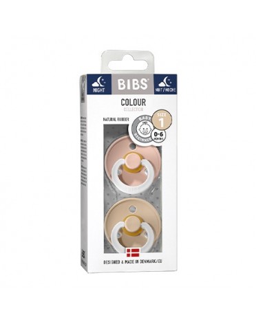 BIBS Colour - 2 pack,  Size 1 (0-6 m.), Round - Latex