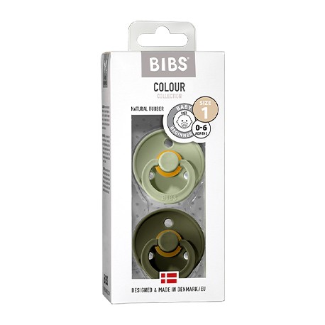BIBS Colour - 2 pack,  Size 1 (0-6 m.), Round - Latex