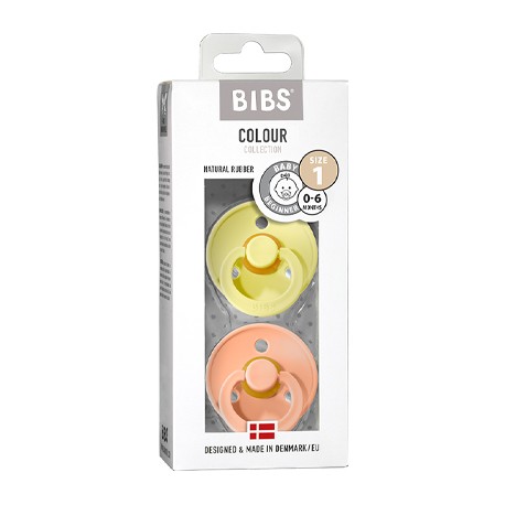 BIBS Colour - 2 pack,  Size 1 (0-6 m.), Round - Latex