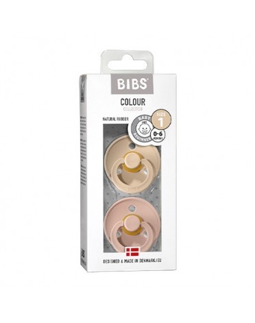 BIBS Colour - 2 pack,  Size 1 (0-6 m.), Round - Latex