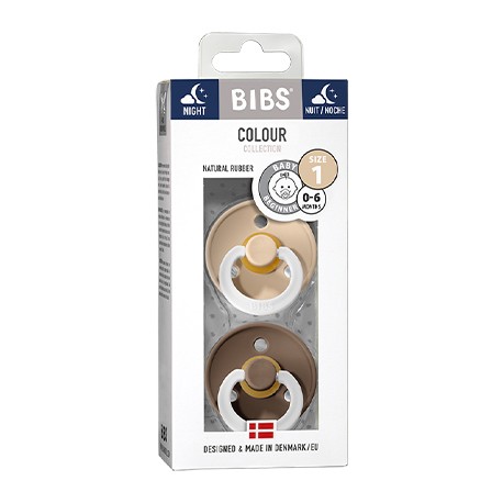 BIBS Colour - 2 pack,  Size 1 (0-6 m.), Round - Latex