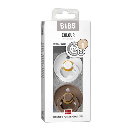 BIBS Colour - 2 pack,  Size 1 (0-6 m.), Round - Latex