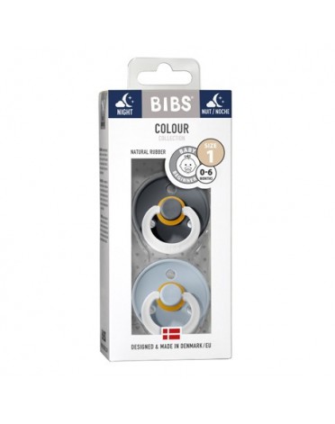 BIBS Colour - 2 pack,  Size 1 (0-6 m.), Round - Latex