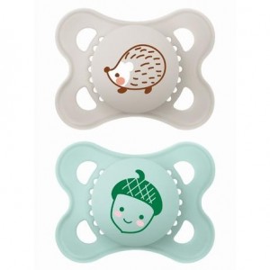 MAM Original 2 pack, Size 1 (0-6 months), Symmetric - Silicone, Blue