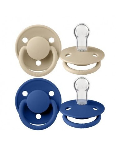 BIBS De Lux - 2 pack,  One size (0-36m.), Round - Silicone,
