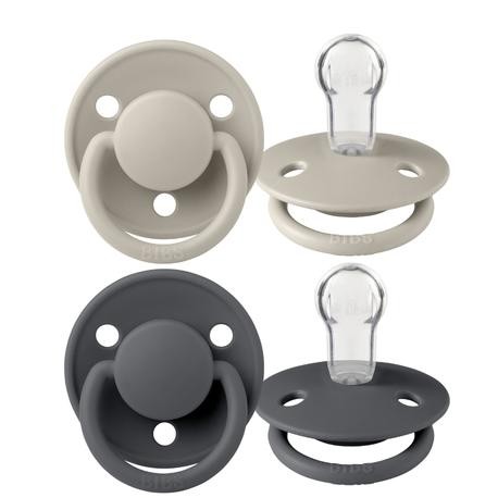 BIBS De Lux - 2 pack,  One size (0-36m.), Round - Silicone,
