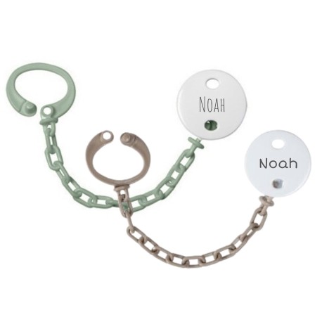 Personalised dummy clip, Round, 2-pack, Several colours available