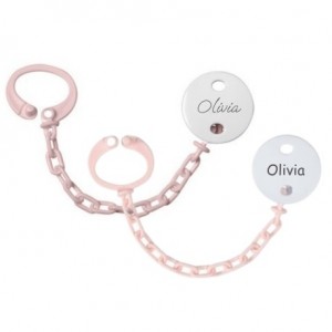 Personalised dummy clip, Round, 2-pack, Several colours available