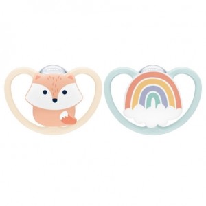 NUK Space,  Size 1 (0-6m), Anatomical - Silicone, 2-pack