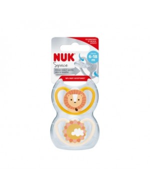 NUK Space,  Size 2 (6-18m), Anatomical - Silicone, 2-pack