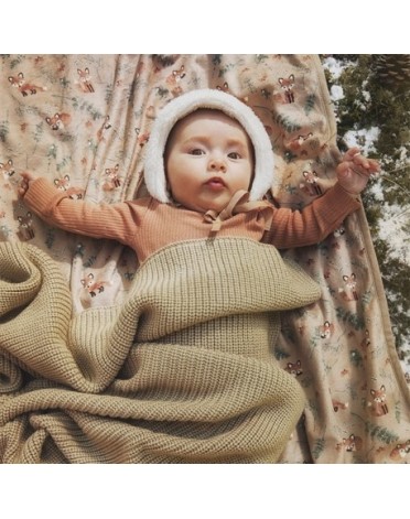 Elodie, Knitted blanket, Pure Khaki