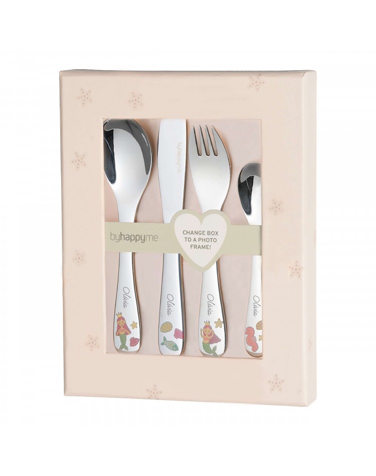 Cutlery set with name, Mermaid, Picture frame included Cutlery set with name, Mermaid, Picture frame included