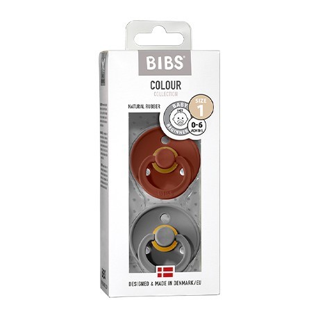 BIBS Colour - 2 pack,  Size 1 (0-6 m.), Round - Latex