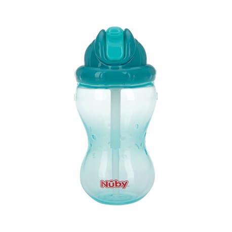 Nüby, No-spill bottle with straw, 12+ months, Aqua