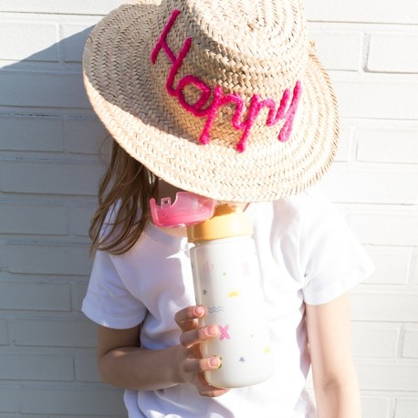Nüby, Glitter drinking bottle with straw, 3 years, Pink