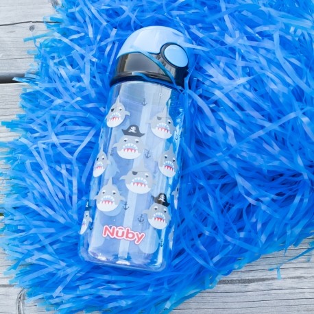 Nüby, Drinking Bottle with Push Button, Blue