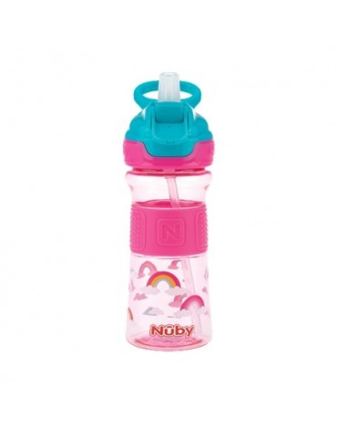 Nüby, Drinking bottle with straw, 12+ months, Pink