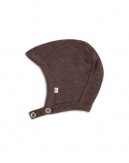 Baby helmet with push buttons in 100% organic wool,  Thin quality - 1 layer of fabric