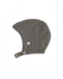 Baby helmet with push buttons in 100% organic wool,  Thin quality - 1 layer of fabric