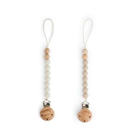Byhappyme, Dummy chain with clip, Silkone and wooden beads, 2 pack